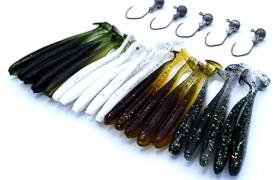 trifyd ® Fishing - Leurre Souple Truite Shad de 7,5 cm, Le Pack de 20 leurres de pêche + 5 têtes plombées