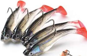 Xhong Lot de 5 appâts pour la pêche artificiels et souples avec yeux 3D et crochet unique