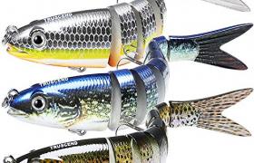 TRUSCEND Leurres Articulés Pêche aux Leurres Poissons Nageurs pour Le Bar Swimbait Glidebait avec Hameçons Mustad Appât Dur Réaliste Coule Lentement Kit de Pêche