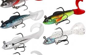 Borns Ensemble de leurres de pêche, 6 pièces 7,2 cm appât Souple tête de Plomb leurres de Poisson de mer matériel de pêche Pointu Triple Crochet appât Artificiel Queue en