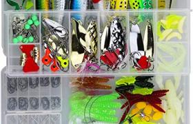 Cishbsoal Leurres de Pêche Kit 235pcs - Spinnerbaits,Plastique vers,Minnow,Popper,Crayon en Métal Dur Leurres,Souples Pêche Jigs Crochets de Pêche - Kit d'appâts de Pêche Portable avec Boîte