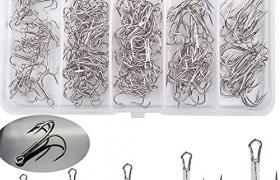 Hameçon Triple pour Leurre 2#,4#, 6#, 8#, 10# 50 Piècestaille Crochet Pêche Haute Teneur Carbone Ensemble Hameçons Pêche Acier Carbone Hameçons Barbelés pour la Pêche en Eau Salée Mixte