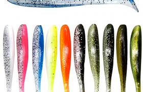 TANSTAN Pêche Aux Leurres Souples 50 Pcs Appâts Souples Leurres de Pêche Échangistes Souples Lumineux avec Queue en T pour Perche de Doré Carpe d'herbe de Basse