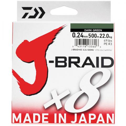 Tresse daiwa jbraid 8 brins dark green 500m