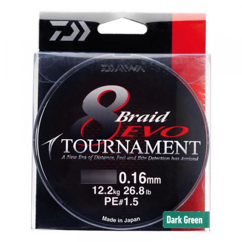 Tresse daiwa tournament 8 braid ev dark green 300m