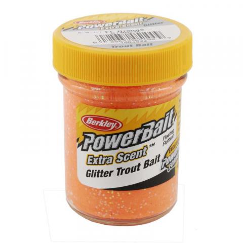 Pâte à truite berkley orange fluo pailletée 50g
