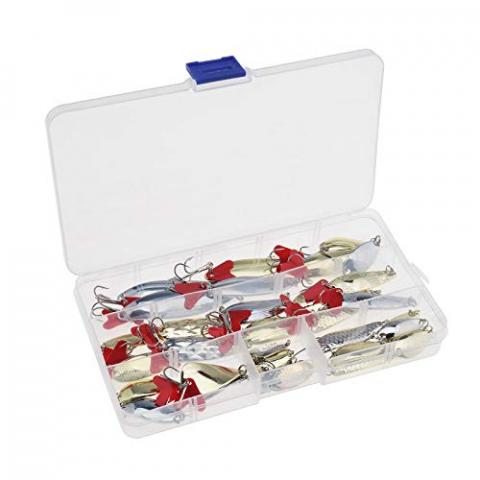 OTOTEC 35pcs Leurres de Pêche Durs pour Truite Basse Cuillères, Appâts Spinners et Hameçons