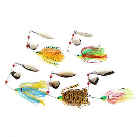 Leurre de Pêche en métal Dur 5Pcs, Appâts de pêche Spinnerbait pour brochet, Truite, pêche à la Perche