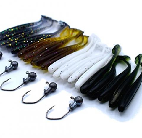 trifyd ® - Leurre Souple Truite Shad de 5 cm, Le Pack de 20 leurres de pêche + 5 têtes plombées