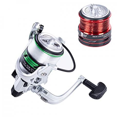 Zite Moulinet de pêche Fishing avec fil - Moulinet pour truite - Moulinet de stationnaire avec 2 bobines en aluminium