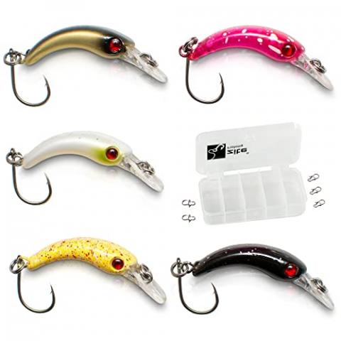 Zite Fishing Set de Appâts à la Truite L'omble Perche - Leurres Artificiels Ensemble pour la Pêche - 5 Pcs en Boîte - 3,9cm 1,3g