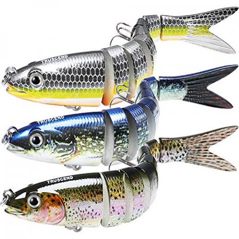 TRUSCEND Leurres Articulés Pêche aux Leurres Poissons Nageurs pour Le Bar Swimbait Glidebait avec Hameçons Mustad Appât Dur Réaliste Coule Lentement Kit de Pêche