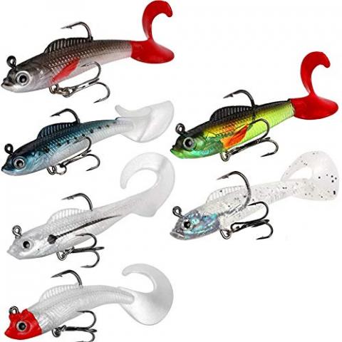 Borns Ensemble de leurres de pêche, 6 pièces 7,2 cm appât Souple tête de Plomb leurres de Poisson de mer matériel de pêche Pointu Triple Crochet appât Artificiel Queue en Borns Ensemble de leurres de pêche, 6 pièces 7,2 cm appât Souple tête de Plomb leurres de Poisson de mer matériel de pêche Pointu Triple Crochet appât Artificiel Queue en