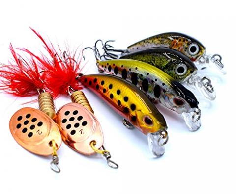 trifyd ® - Poisson Nageur Truite et cuillère tournante, Le Pack de 6 leurres de pêche