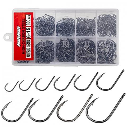 THKFISH Lot de 500 hameçons de pêche pour Carpe, brochet, Basse, Truite, hameçons de pêche en Eau Douce