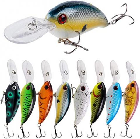 Sougayilang Leurres de pêche Plongée Profonde Swimbait Crankbait Pêche Wobble Appâts durs Multi-articulés pour Truite Basse d'eau Douce et d'eau salée 8 pcs / Paquet