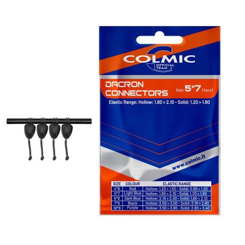 Connecteurs en Dacron pour élastique COLMIC EXTRA LARGE 7X9MM NOIR (X4)