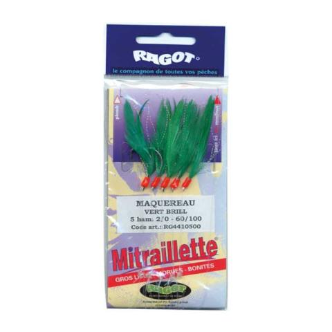 Mitraillette Ragot Vert Brillant 5 hameçons