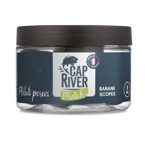 Pellet percé Cap River Banane scopex (pot de 80g) Pellet percé Cap River Banane scopex (pot de 80g)