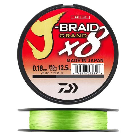Tresse Daiwa J-BRAID GRAND X8 CHARTREUSE 135M